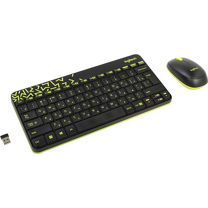 Комплект клавиатура и мышь "MK240", беспроводная, желтый
