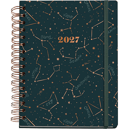 Ежедневник датированный "Constellations" на 2027 год, A5, на резинке, зеленый