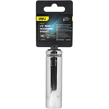Головка торцевая шестигранная Deli YS EDQ4314 1/2", 14 мм, глубокая, серебристый