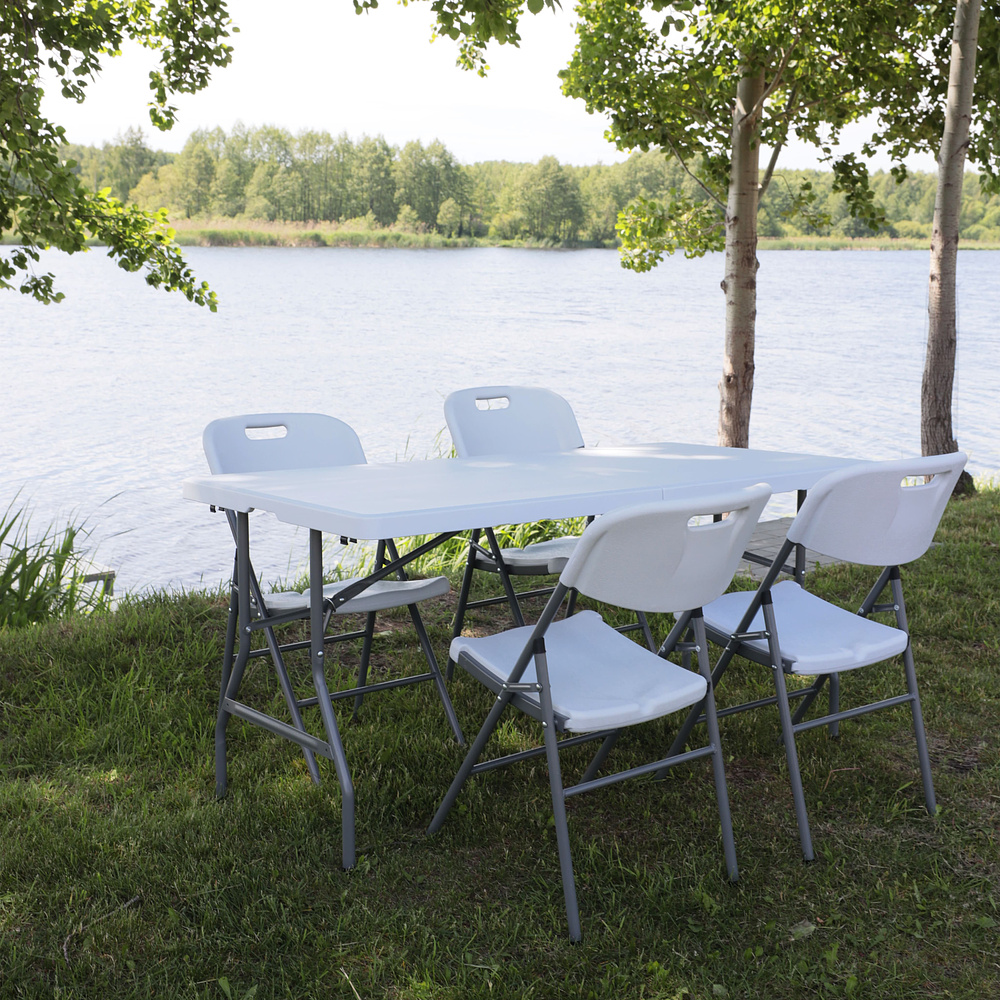 Стол складной 1520х760х740 мм, пластик, белый - 4