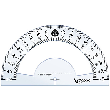 Набор чертежный "Maped": линейка 15 см, треугольник 45 и 60 гр, транспортир 180 гр, прозрачный - 2