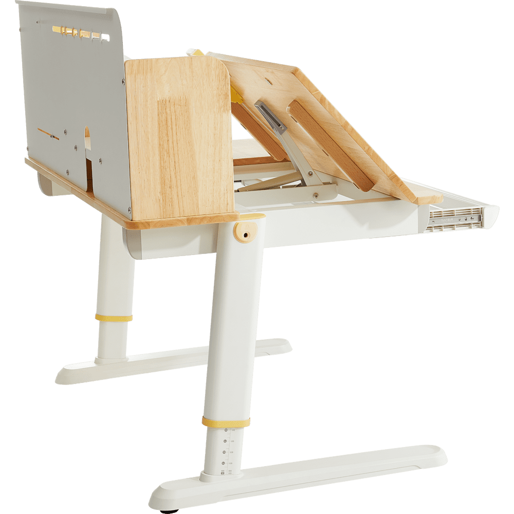 Стол Ergosmart регулируемый Galleon, 1200х700х(520-760) мм, гевея беленая, с книжной полкой - 16