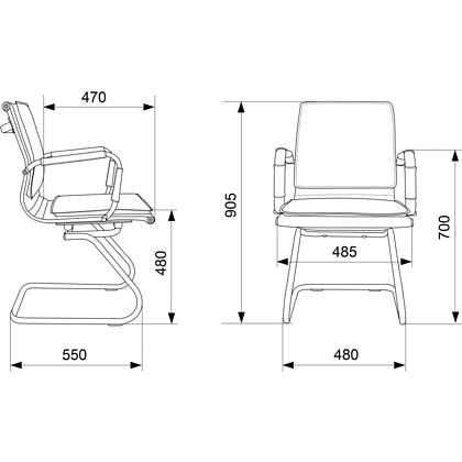 Кресло на полозьях "Бюрократ Ch-993-Low-V", экокожа, синий, металл хром - 5