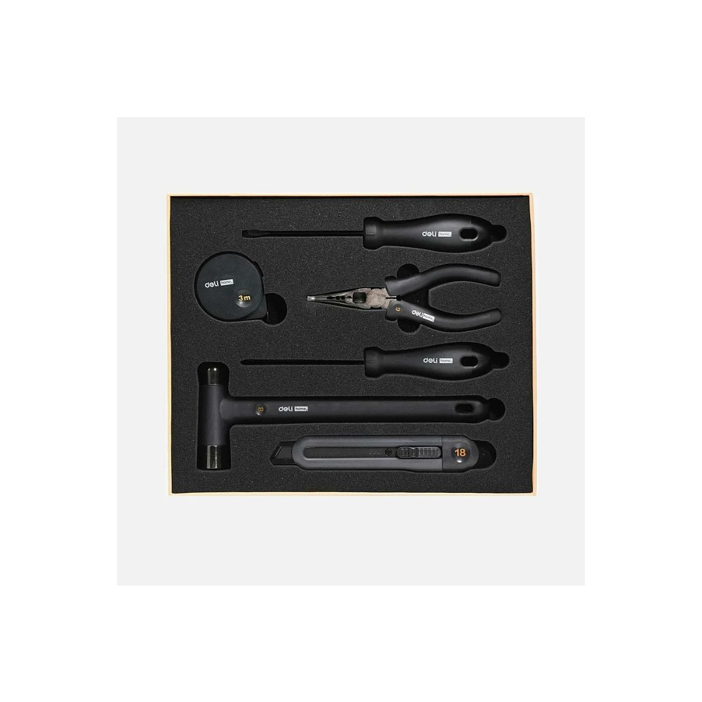 Набор ручного инструмента Deli HS EHT0006, 6 предметов, Soft Touch, черный - 18