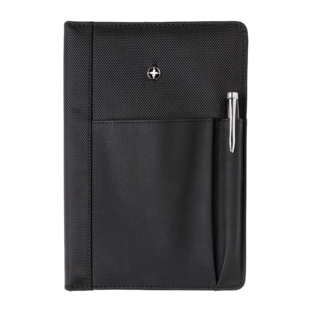 Набор "Swiss Peak": ручка шариковая автоматическая и блокнот, черный, серебристый - 6