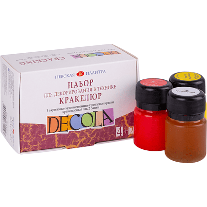 Краска акриловая глянцевая "Декола", набор 6 цветов, 20 мл, банки - 2