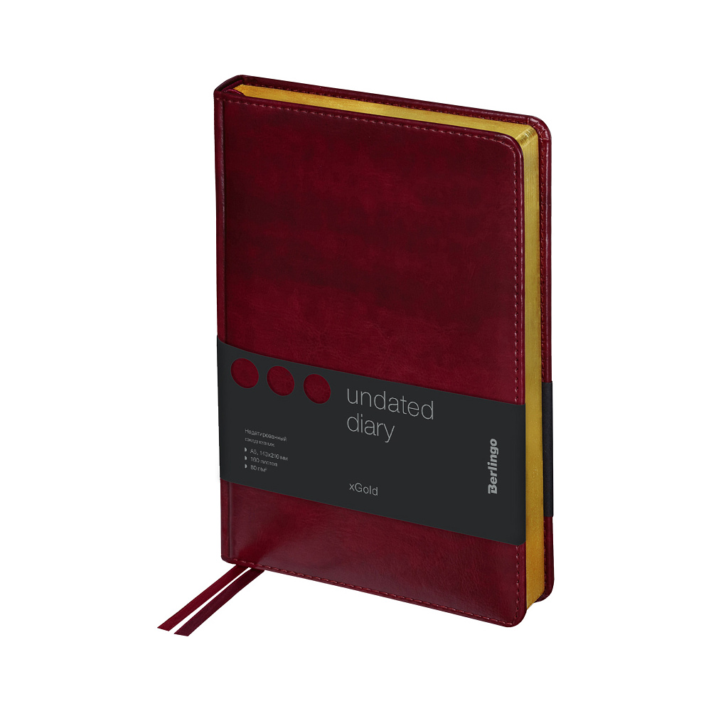 Ежедневник недатированный "xGold", А5, 320 страниц, бордовый