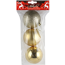 Шар елочный "183252", 10 см, пластик, ассорти, 3 шт/уп.