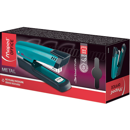 Скобосшиватель Maped "Essentials Metal", 20-25 листов, бирюзовый - 3