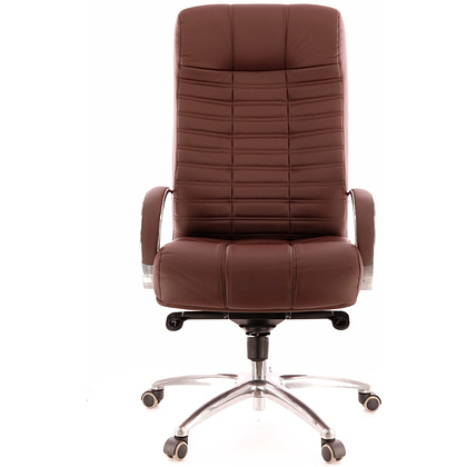 Кресло для руководителя Everprof "Atlant AL", натуральная кожа, металл, коричневый - 2