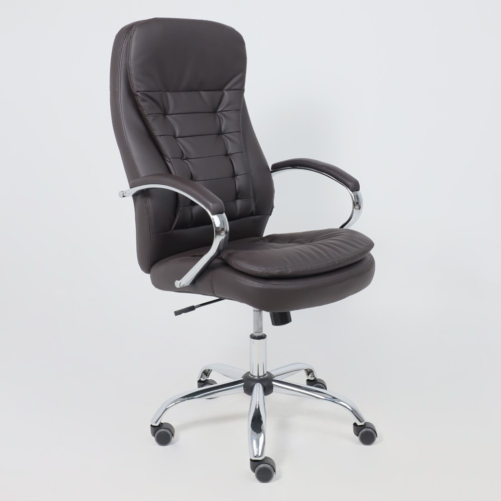 Кресло для руководителя AksHome "Richard new", экокожа, металл, коричневый - 20