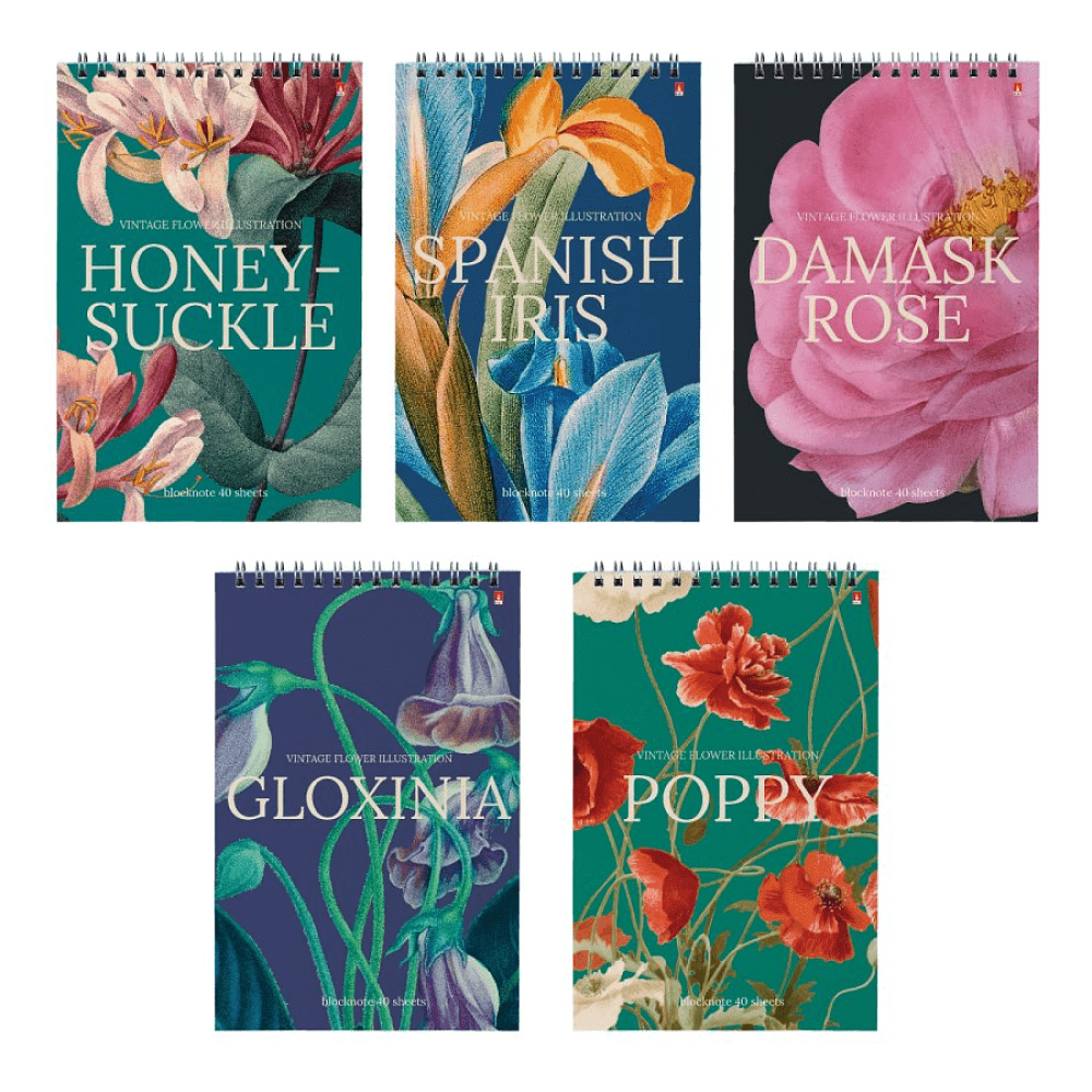 Блокнот "Цветы. Паттерн", A5, 40 листов, в клетку, ассорти