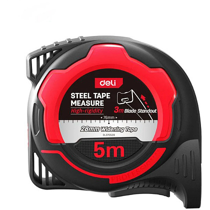 Рулетка Deli RS EDL370528, 5 м х 28 мм, красный, черный