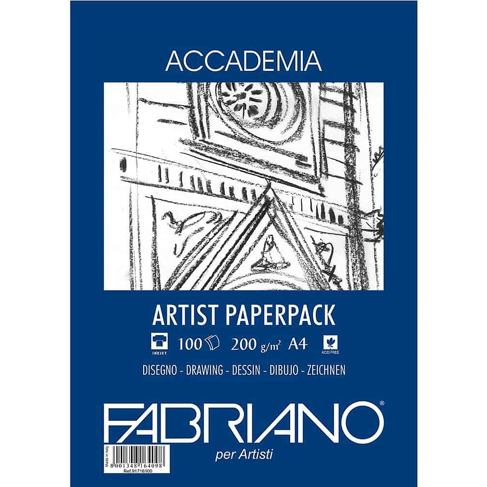 Блок бумаги для рисования "Fabriano. Art pack", А4, 200 г/м2, 100 листов