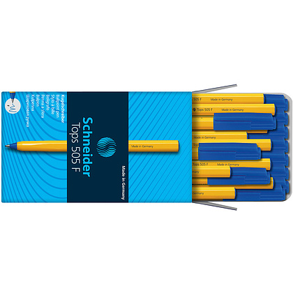 Ручка шариковая "Schneider Tops 505 F", 0.4мм., желтый, стерж. синий - 5