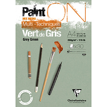 Блок-склейка Clairefontaine "Paint'On", А4, 250 г/м2, 30 листов, серо-зеленый