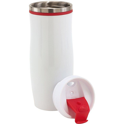 Кружка термическая "Crema", металл, пластик, 400 мл, белый, красный - 2
