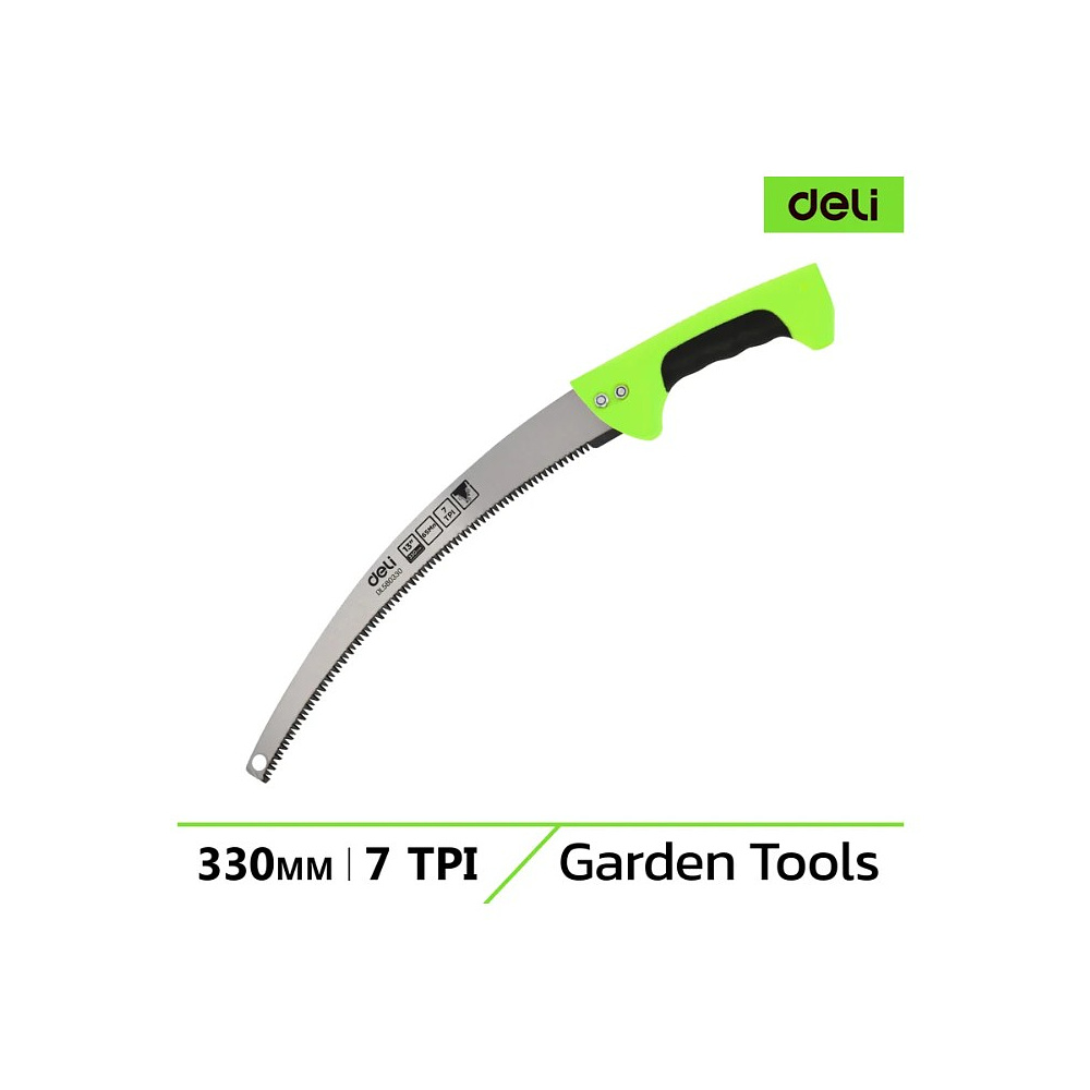 Пила-нож садовая с изогнутым полотном Deli GS EDL580330, 330 мм, черный, зеленый - 2
