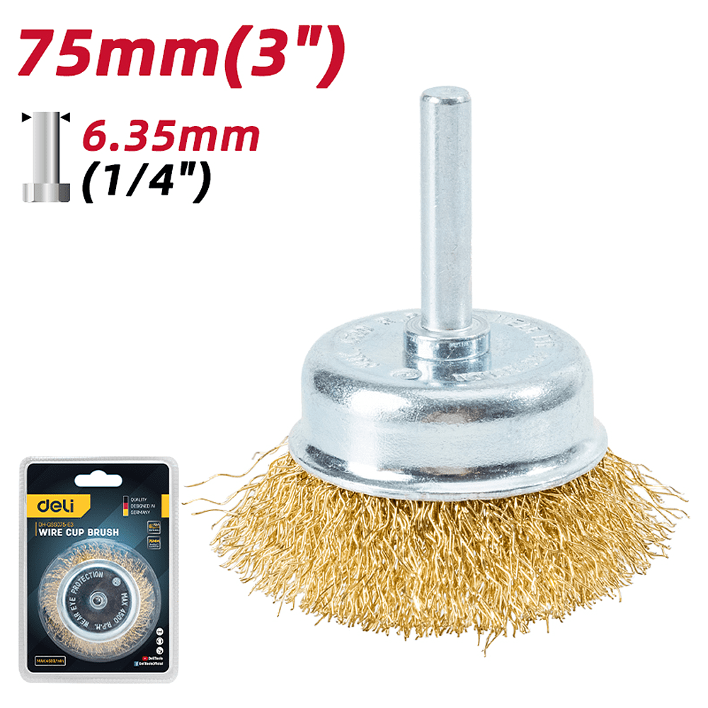 Щетка для дрели Deli YS EDH-GSS075-E3, чашечная, проволочная - 3