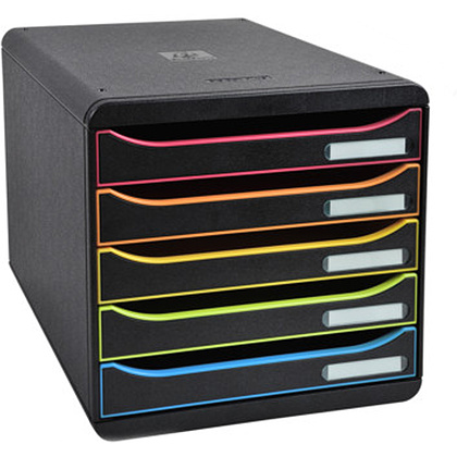 Блок из 5 лотков закрытый Exacompta "BlackOffice Big Box Plus", 347x278x271 мм, 5 лотков