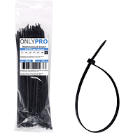 Хомут нейлоновый OnlyPro, 4.8х250 мм, черный, 100 шт