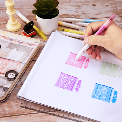 Маркер текстовый двусторонний "Erasable", розовый - 4