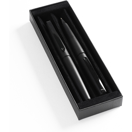 Набор Uma "Eternity M": ручка шариковая автоматическая и роллер, черный, серебристый - 5