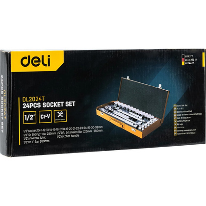 Набор головок торцевых Deli YS EDL2024T, 24 предмета, кейс, желтый - 5