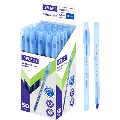 Ручка шариковая "iSelect", 0.7 мм., пластик, прозрачный синий, стерж. синий - 2