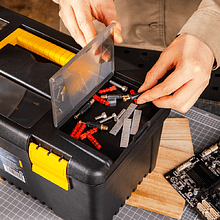 Ящик для инструмента Deli "EDL432417", 380x200x180 мм, пластмасса, с секциями