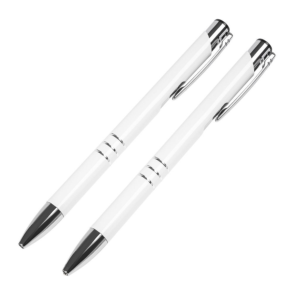 Набор "Claremont": ручка шариковая автоматическая и карандаш автоматический, белый, серебристый - 2