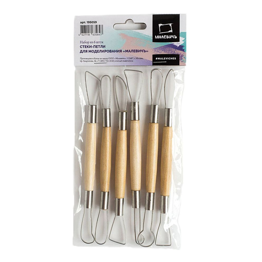 Набор инструментов для моделирования "Малевичъ", стеки-петли, 6 шт.