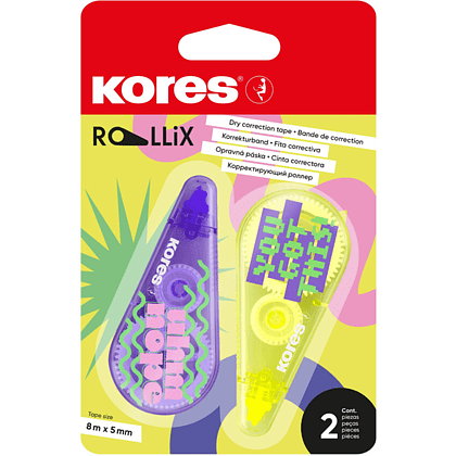Корректор-роллер "Kores Rollix", 8x5 м/мм, 2 шт/упак, ассорти - 2
