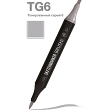 Маркер перманентный двусторонний "Sketchmarker Brush", TG6 тонированный серый 6