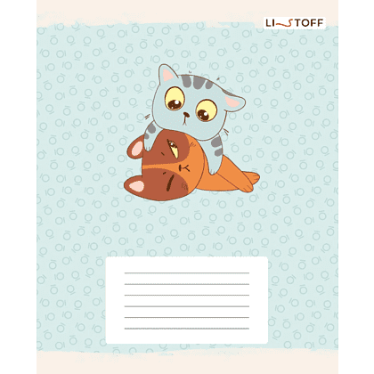 Тетрадь "Котики (Универсальная плашка)", А5, 12 листов, линейка, скоба сбоку, ассорти - 3