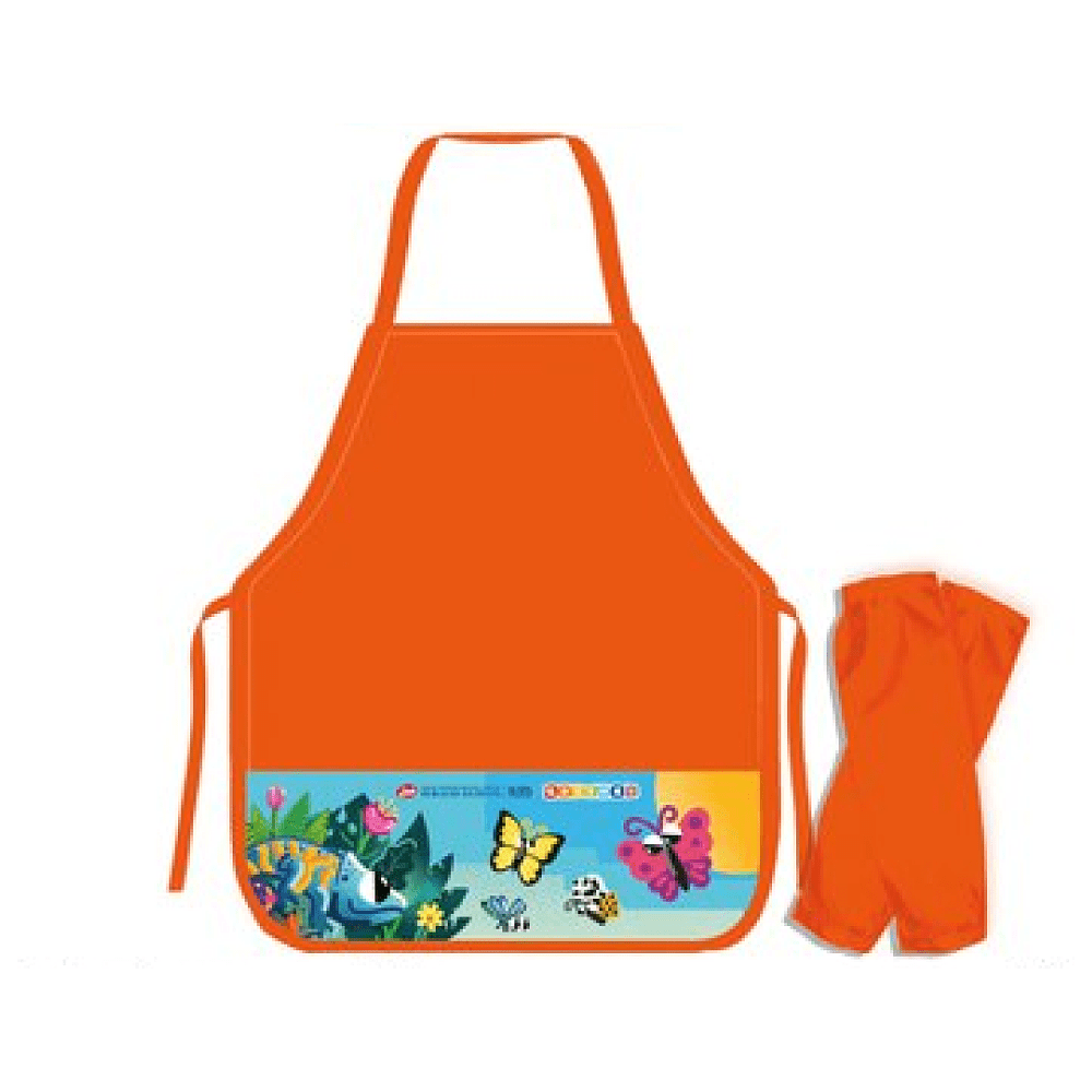Фартук для труда "Цветик. Бабочки", с нарукавниками, красный