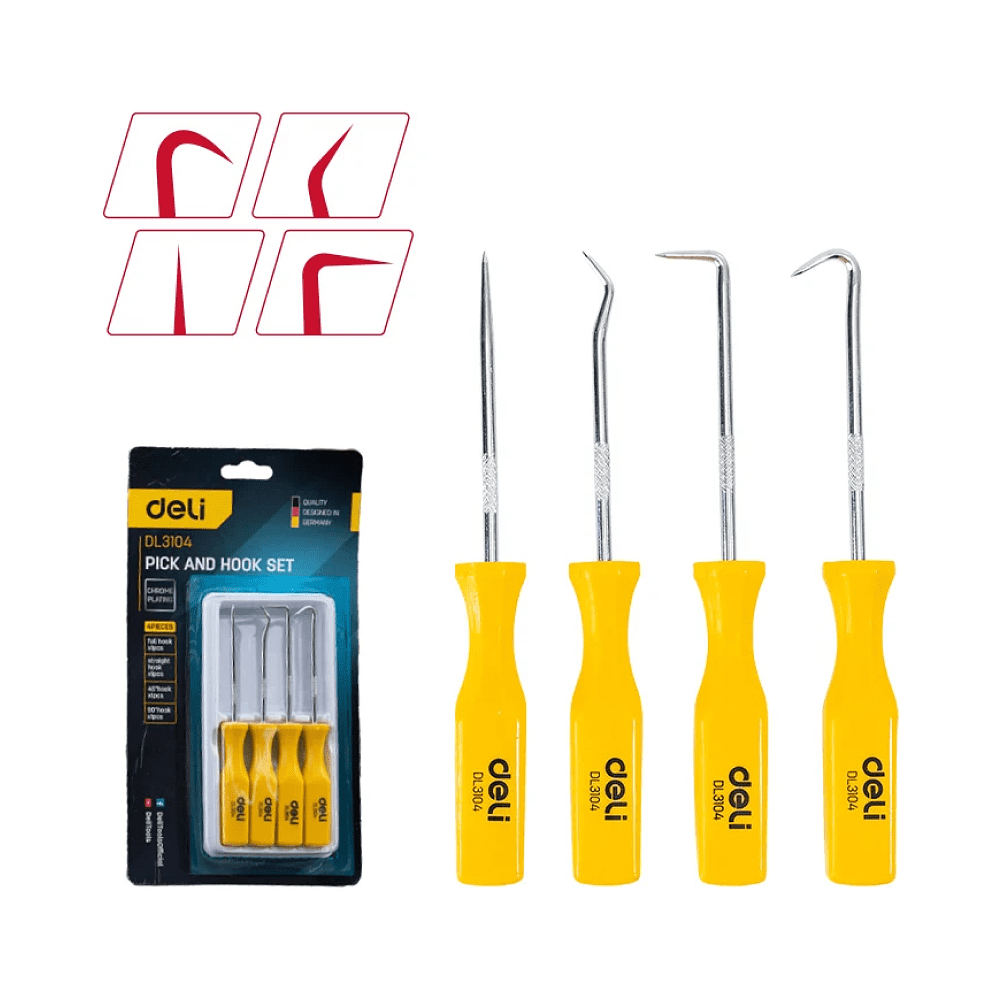 Набор крючков для слесарных работ Deli YS EDL3104, 4 шт, пластиковая рукоятка - 2