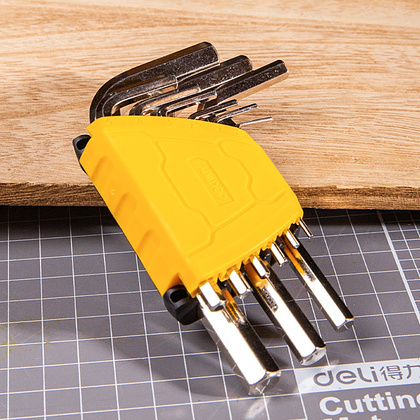 Набор ключей Г-образных Deli YS EDL230009 шестигранный, 1,5-10 мм, 9 шт., серебристый, блистер - 4