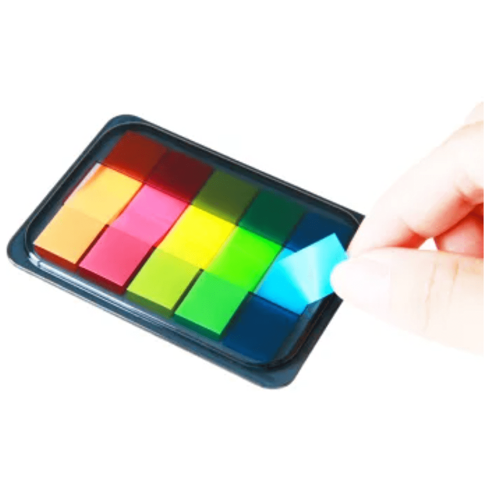 Закладки пластиковые "Deli", 12x44 мм, 100 штук, ассорти неон - 3