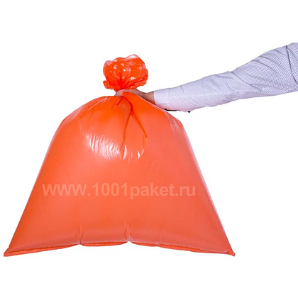 Мешки для мусора ПВД Ромашка Стандарт, 35 л, 25 мкм, 50х58 см, 10 шт/рулон, оранжевый, с завязками - 2