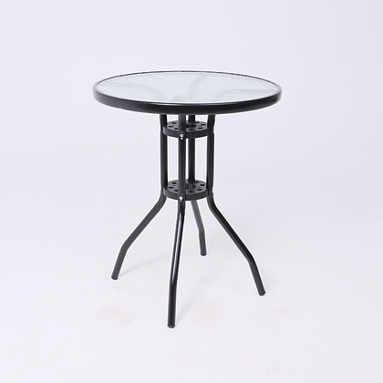 Стол садовый VERONA, 600х600х730 мм, сталь, черная, закаленное стекло 5мм - 7