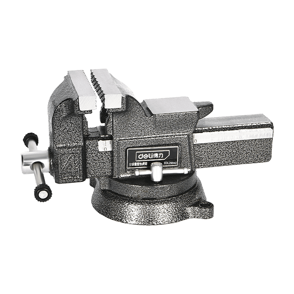 Тиски стальные Deli YS EDL2904Z, поворотные, с наковальней, 4"-100 мм