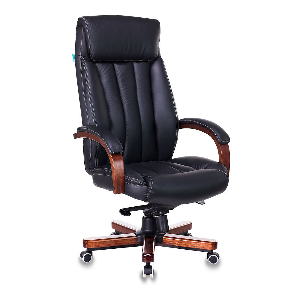 Кресло для руководителя Бюрократ "T-9922WALNUT/Black", кожа, дерево, черный