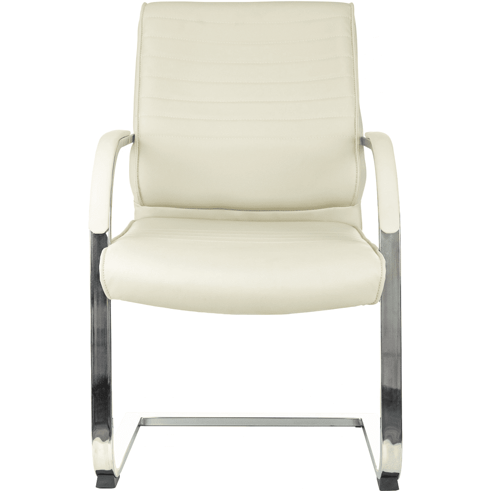 Кресло на полозьях "Бюрократ T-8010-LOW-V", экокожа, слоновая кость, металл хром - 4