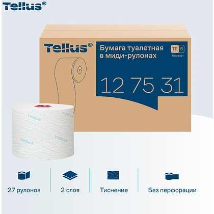 Бумага туалетная Tellus Комфорт TP6, в миди-рулонах, 100 м, 2 слоя - 6