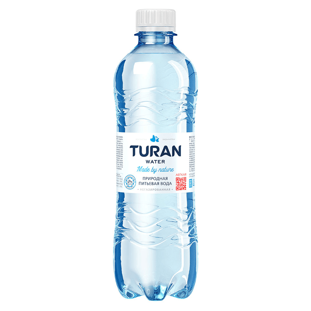 Вода минеральная питьевая "Тuran. Лёгкая", негазированная, 0.5 л, пластиковая бутылка