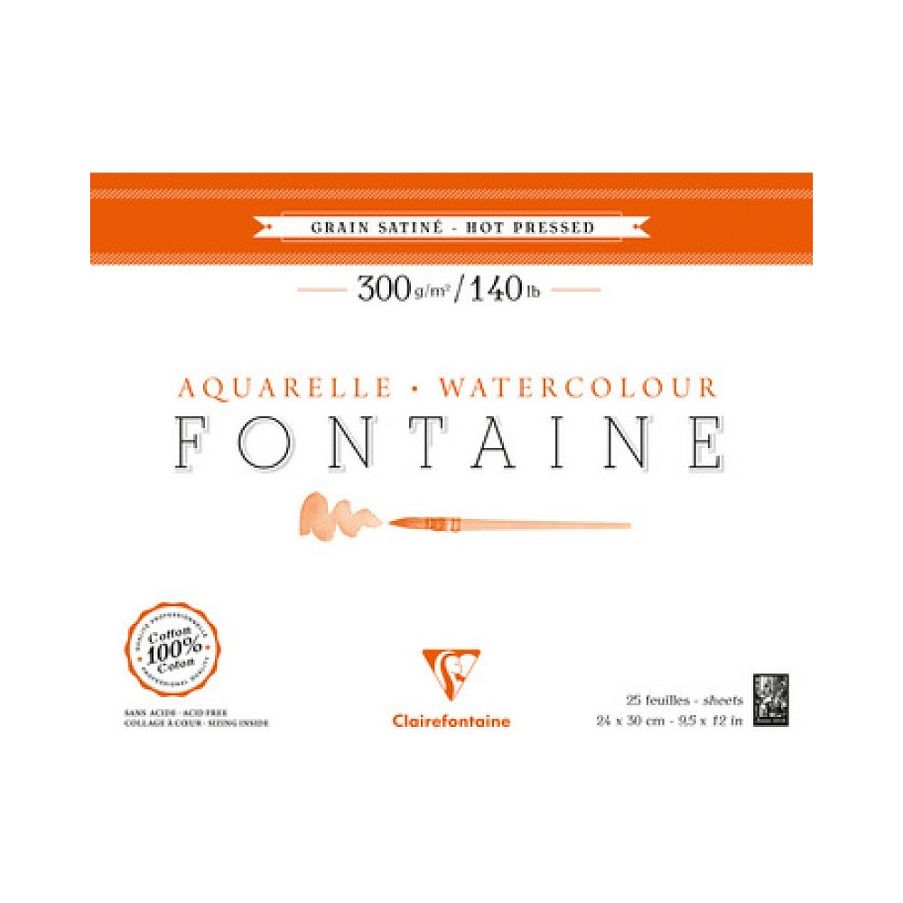 Блок-склейка бумаги для акварели "FONTAINE", 36x51, 300 г/м2, 20 листов