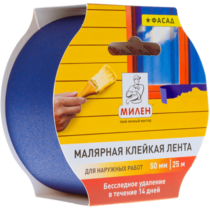 Лента малярная бумажная фасадная 50ммx25м МИЛЕН (MFD050K) 130 мкн, в и/у