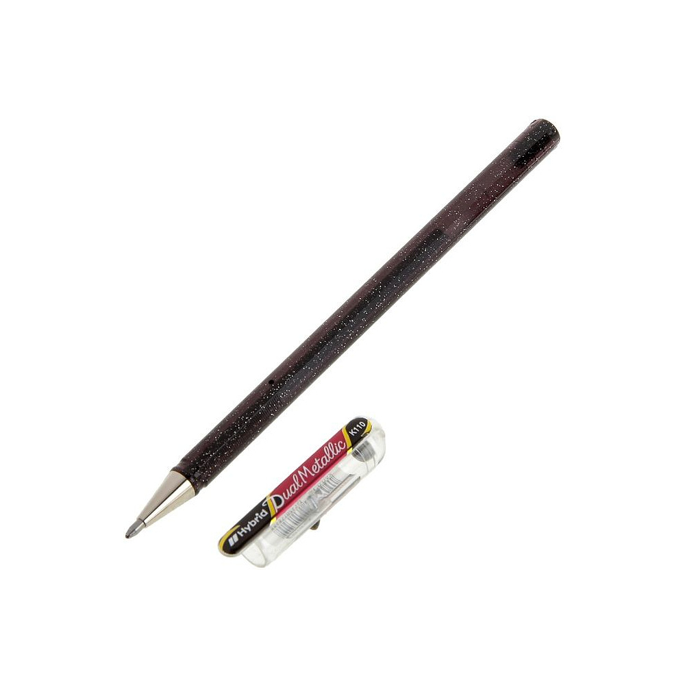 Ручка гелевая "Dual Metallic", 1.0 мм, черный, стерж. черный - 2