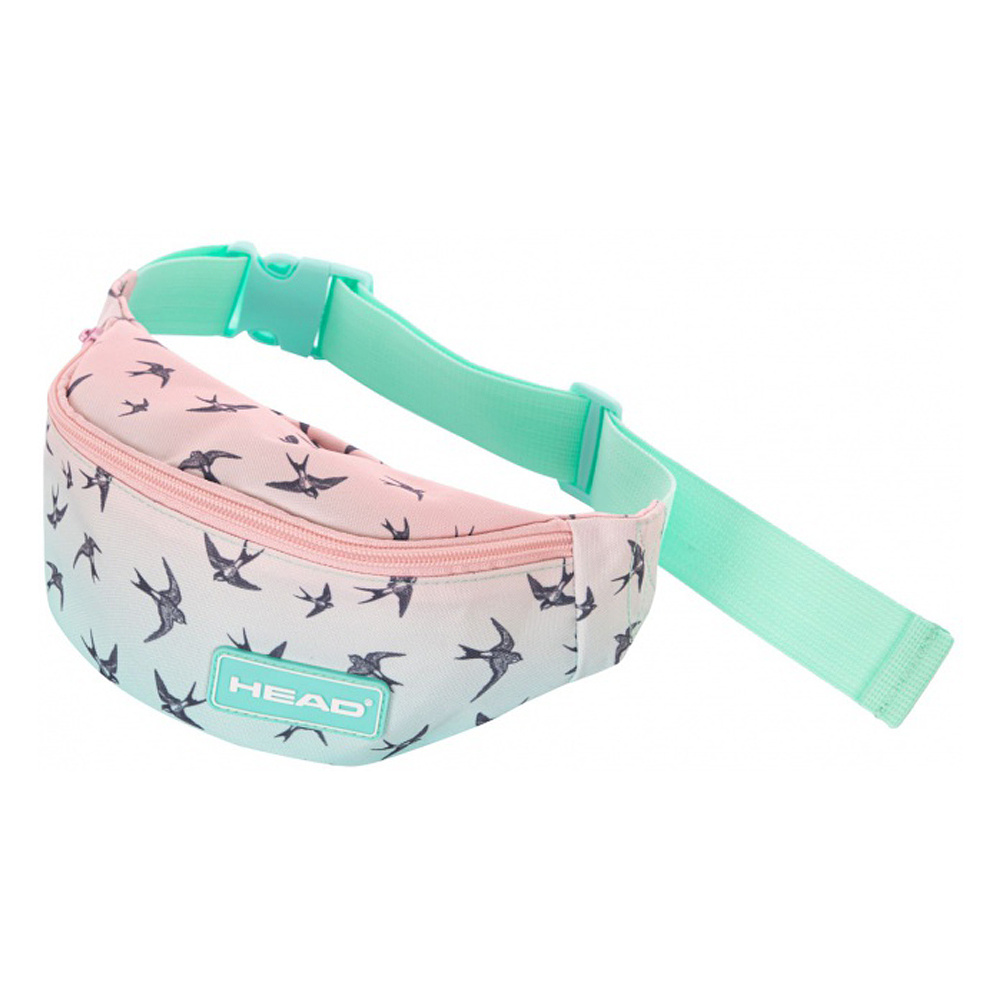Сумка поясная "Ombre effect swallows dance", зеленый, розовый - 2